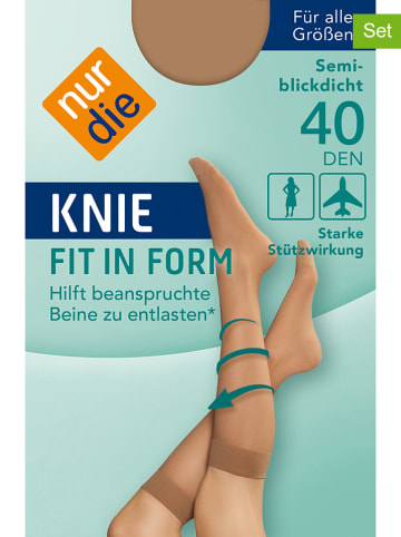 Nur Die 2er-Set: Kniestrümpfe in Beige - 40 DEN