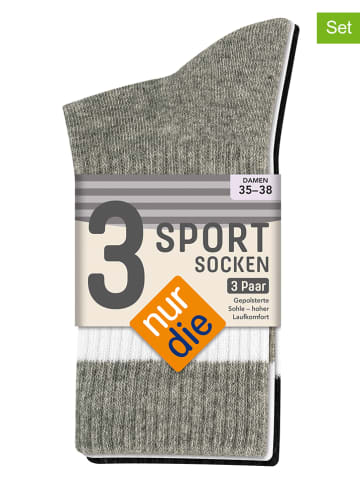 Nur Die 3-delige set: sokken wit/zwart/grijs
