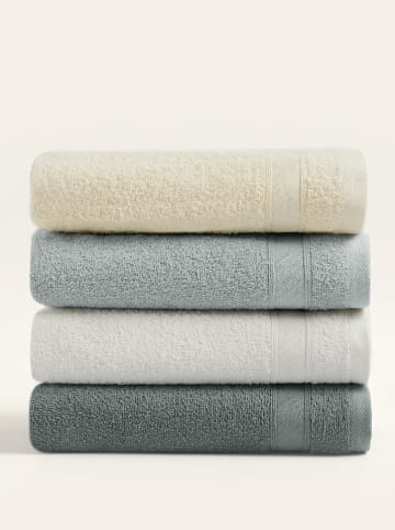 Elizabed 4-delige set: handdoeken grijs/crème/wit