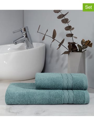 Elizabed 2-delige handdoekenset turquoise