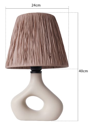 Opviq Tischleuchte in Hellbraun/ Creme - (H)40 x Ø 24 cm