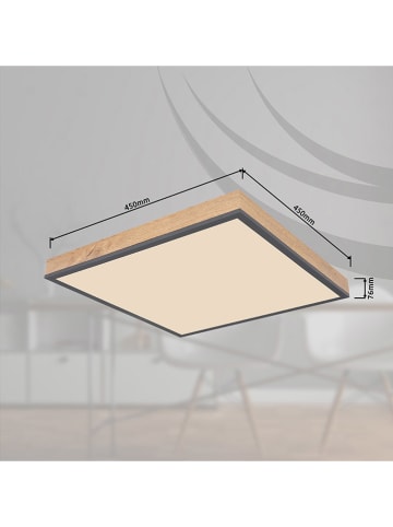 Globo lighting LED-Deckenleuchte "Doro" in Weiß/ Hellbraun - (L)45 x (B)45 x (H)7,6 cm