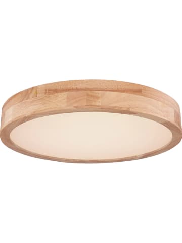 Globo lighting LED-Deckenleuchte "Rainer" in Weiß/ Hellbraun - (H)10 x Ø 40 cm