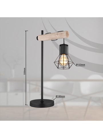 Globo lighting Tischleuchte "Priska" in Schwarz/ Hellbraun - (L)33 x (B)18 x (H)55 cm 
