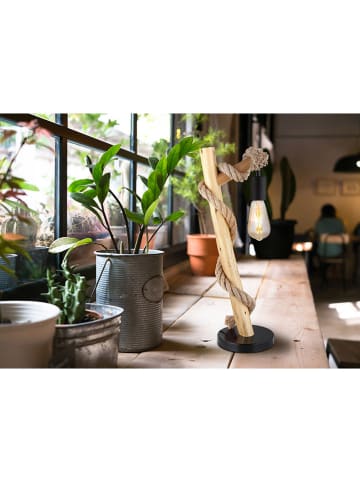 Globo lighting Tischleuchte "Ulleu" in Schwarz/ Hellbraun - (H)53,5 x Ø 16,5 cm
