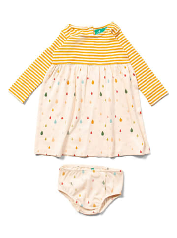 Little Green Radicals 2-delige outfit "Drip Drop Easy Peasy" crème/geel