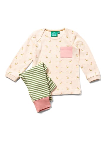 Little Green Radicals 2-delige outfit "Pink Flowers" crème/groen