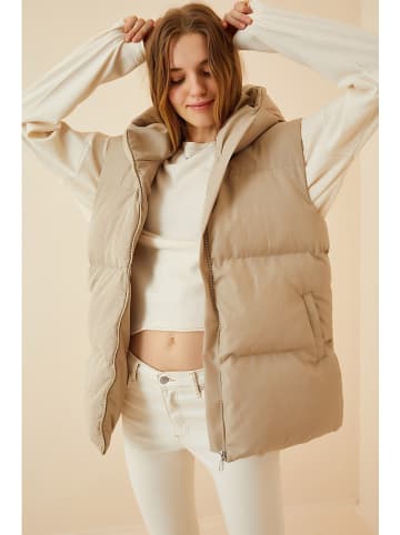 Happiness Istanbul Doorgestikte bodywarmer beige