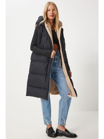 Happiness Istanbul Wende-Weste in Schwarz/ Beige