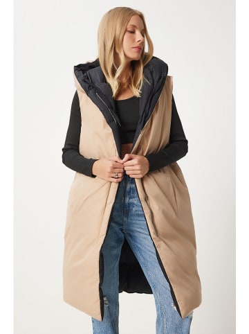 Happiness Istanbul Dwustronna kamizelka w kolorze czarno-beżowym