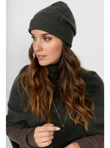 Perfect Cashmere Kaszmirowa czapka "Popi" w kolorze ciemnozielonym