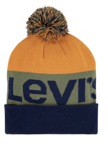 Levi's Kids 2tlg. Set: Mütze und Handschuhe in Khaki/ Gelb