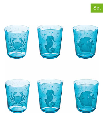 Villa d´Este 6-delige set: glazen "Under sea" blauw - 315 ml