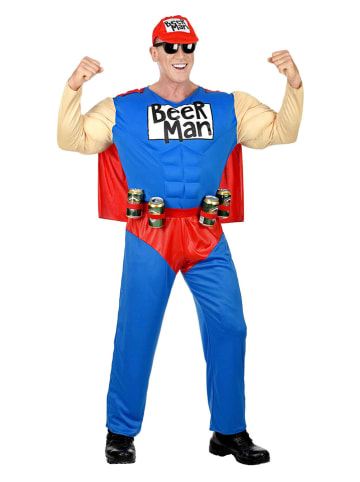 Carnival Party 3-częściowy kostium "Super Biermann" w kolorze czerwono-niebieskim