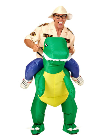 Carnival Party 2tlg. Kostüm "Entdecker auf dem Dinosaurier" in Grün