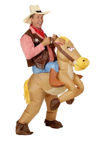 Carnival Party 2tlg. Kostüm "Cowboy auf Pferd" in Hellbraun