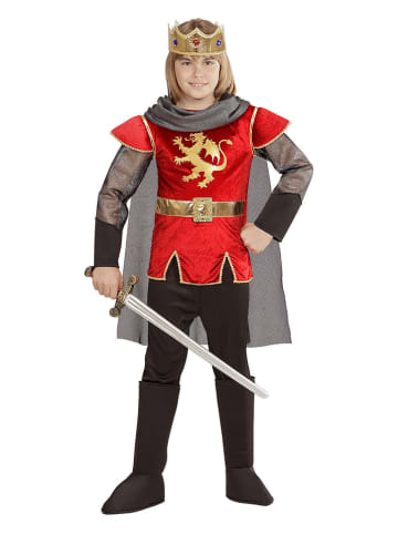 Carnival Party 5-częściowy kostium "King Arthur" w kolorze szaro-czerwono-czarnym