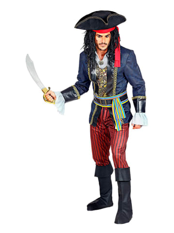 Carnival Party 6-częściowy kostium "Piratenkapitän" w kolorze bordowo-niebieskim