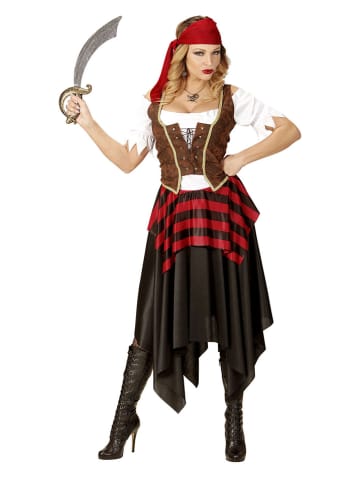 Carnival Party 3tlg. Kostüm "Pirat" in Braun/ Rot/ Schwarz