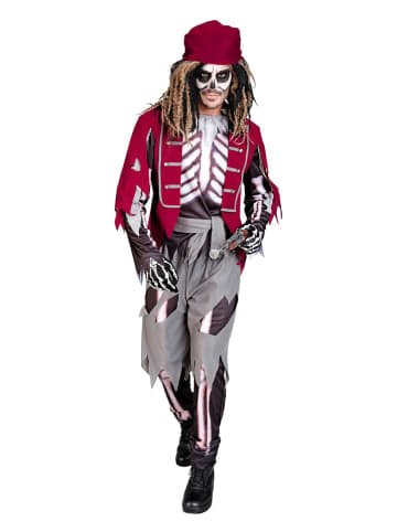 Carnival Party 5-delig kostuum "Piraat" grijs/rood