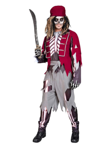Carnival Party 5-delig kostuum "Piraat" grijs/rood