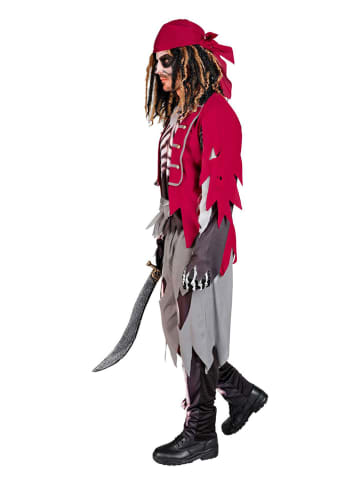 Carnival Party 5tlg. Kostüm "Pirat" in Grau/ Rot