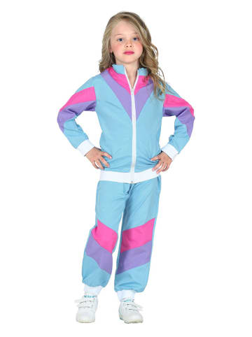 Carnival Party 2-delige outfit "80's Trainingspak" blauw/paars/roze