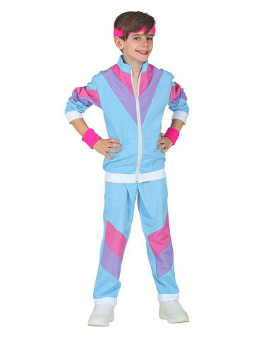 Carnival Party 2-delige outfit "80's Trainingspak" blauw/paars/roze