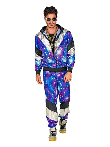 Carnival Party 2-delige outfit "80's Trainingspak" blauw/meerkleurig