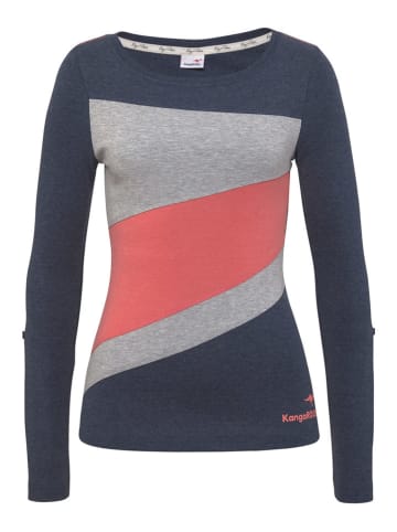Kangaroos Longsleeve in Dunkelblau/ Grau/ Rot