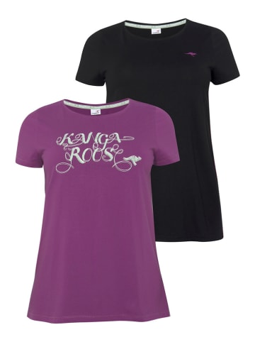 Kangaroos 2er-Set: Shirts in Lila/ Schwarz