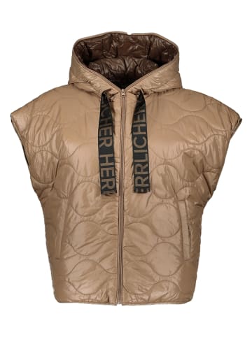 Herrlicher Doorgestikte bodywarmer lichtbruin