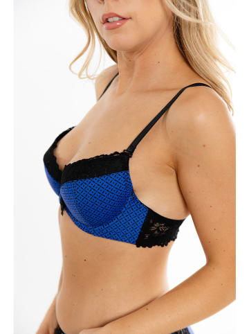 Anna Morellini Underwear Biustonosz push-up "Azzura" w kolorze niebiesko-czarnym
