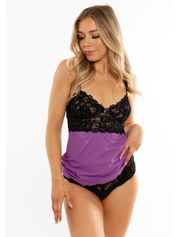 Anna Morellini Underwear Koszulka nocna "Terina" w kolorze fioletowo-czarnym