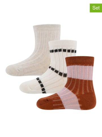ewers 3-delige set: sokken wit/bruin