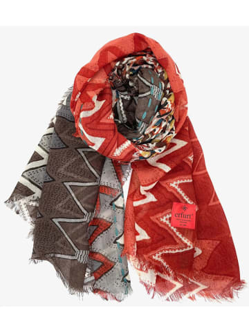 erfurt Wollen sjaal rood/lichtbruin/grijs
