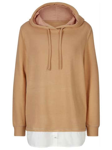 Heine Hoodie in Beige/ Weiß