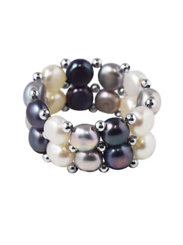 Mitzuko Perlen-Ring in Creme/ Tahiti/ Grau
