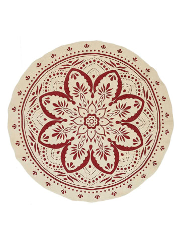 Ethnical Life Baumwoll-Teppich in Beige/ Orange -  Ø 120 cm