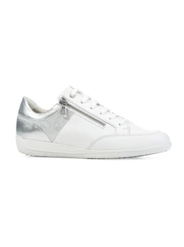 Geox Leren sneakers "Myria" wit/zilverkleurig
