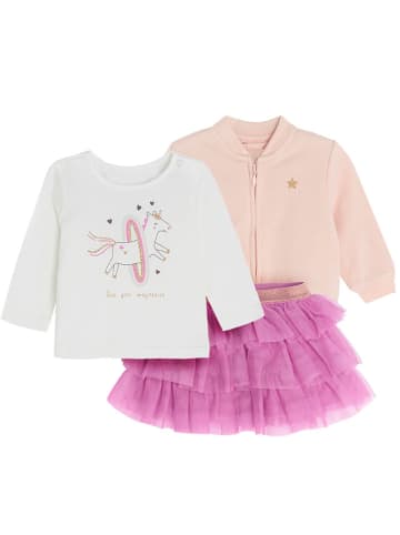 COOL CLUB 3tlg. Outfit in Rosa/ Weiß/ Pink