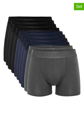 Resteröds 10-delige set: boxershorts zwart/donkerblauw/grijs