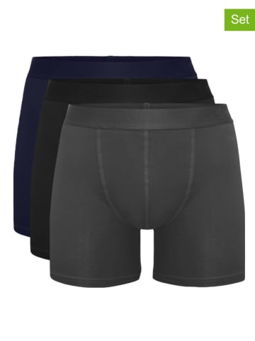 Resteröds 3-delige set: boxershorts donkerblauw/zwart/grijs