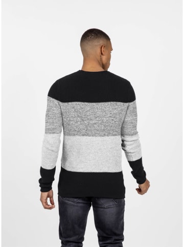 KEY LARGO Pullover "Jogi" in Schwarz/ Weiß/ Hellgrau