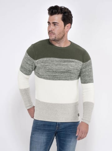 KEY LARGO Pullover "Jogi" in Oliv/ Weiß/ Hellgrau