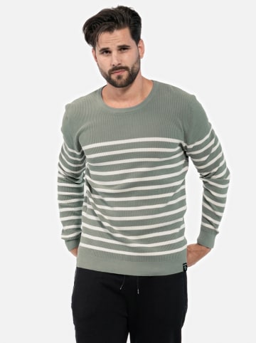 KEY LARGO Pullover "Record" in Mint/ Weiß