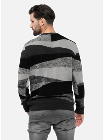 KEY LARGO Pullover "Square" in Schwarz/ Grau