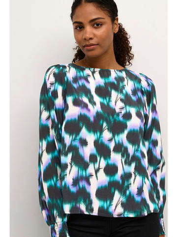 Kaffe Blouse "Amalia" wit/zwart/turquoise