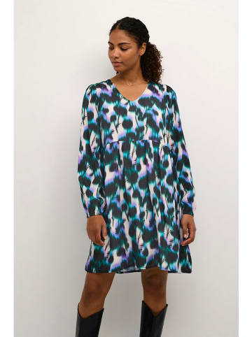 Kaffe Jurk "Amilia" wit/zwart/turquoise