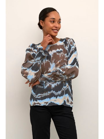 Kaffe Bluse "Susana" in Dunkelbraun/ Hellblau